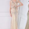 Prom Dresses HELLYMOON | Gold Sequins Sheath Prom Dress With Fringes