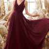 Partywear HELLYMOON | V Neck Chiffon Bridesmaid Dress