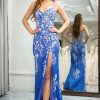 Special Occasion HELLYMOON | Mermaid Spaghetti Straps Long Prom Dress With Appliques Blue