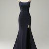 Prom Dresses HELLYMOON | Strapless Sweetheart Beaded Prom Dress With Split Navy