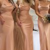 Partywear HELLYMOON | Sheath Satin Lace-Up Back Bridesmaid Dress