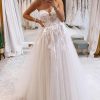 Wedding Dresses HELLYMOON | Long Tulle A-Line Wedding Dress With Lace Ivory