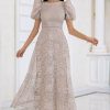 Special Occasion HELLYMOON | Lace Prom Dress With Short Sleeves Champagne