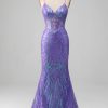 Prom Dresses HELLYMOON | Mermaid Sparkly Corset Prom Dress Purple