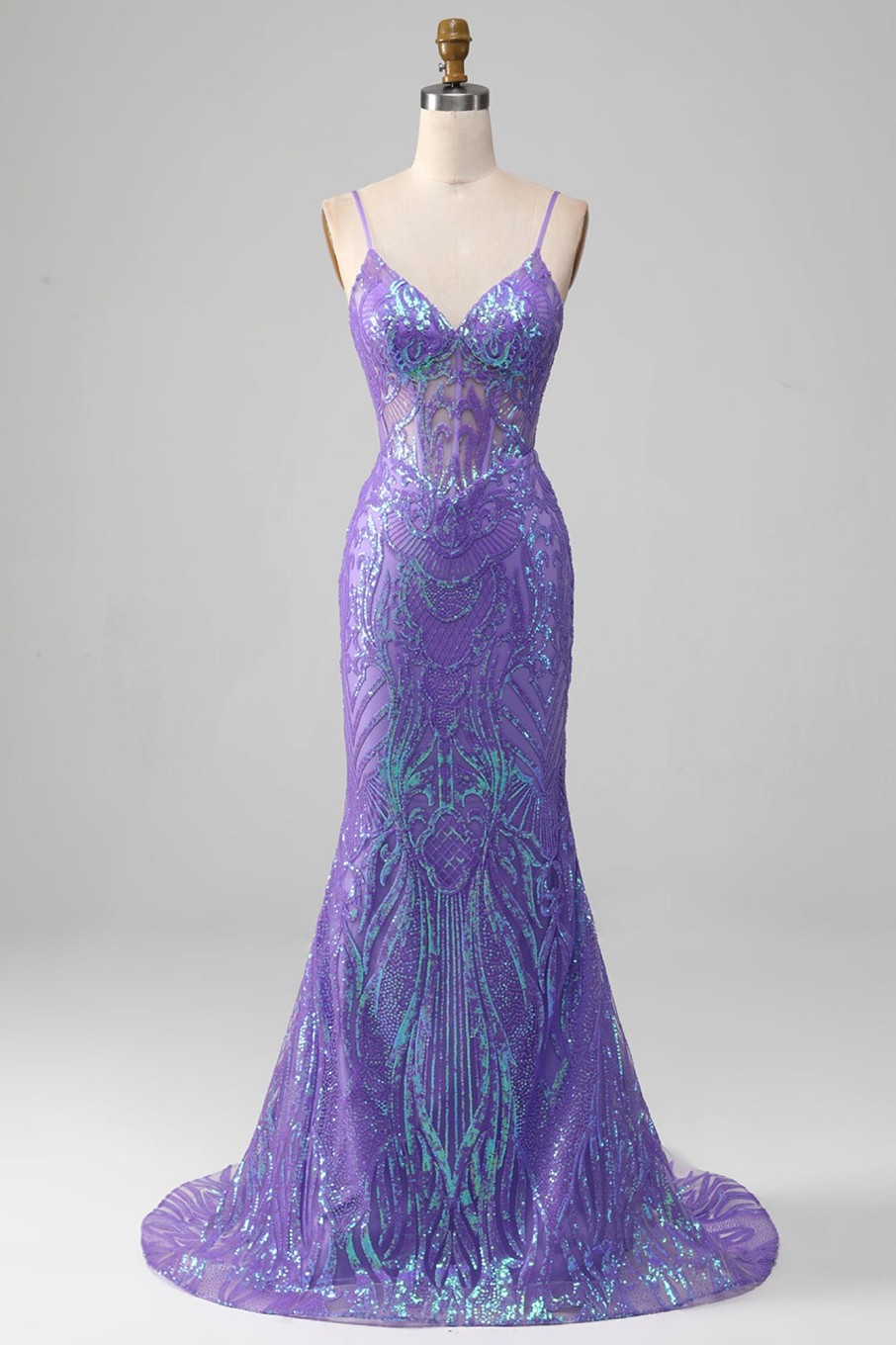 Prom Dresses HELLYMOON | Mermaid Sparkly Corset Prom Dress Purple