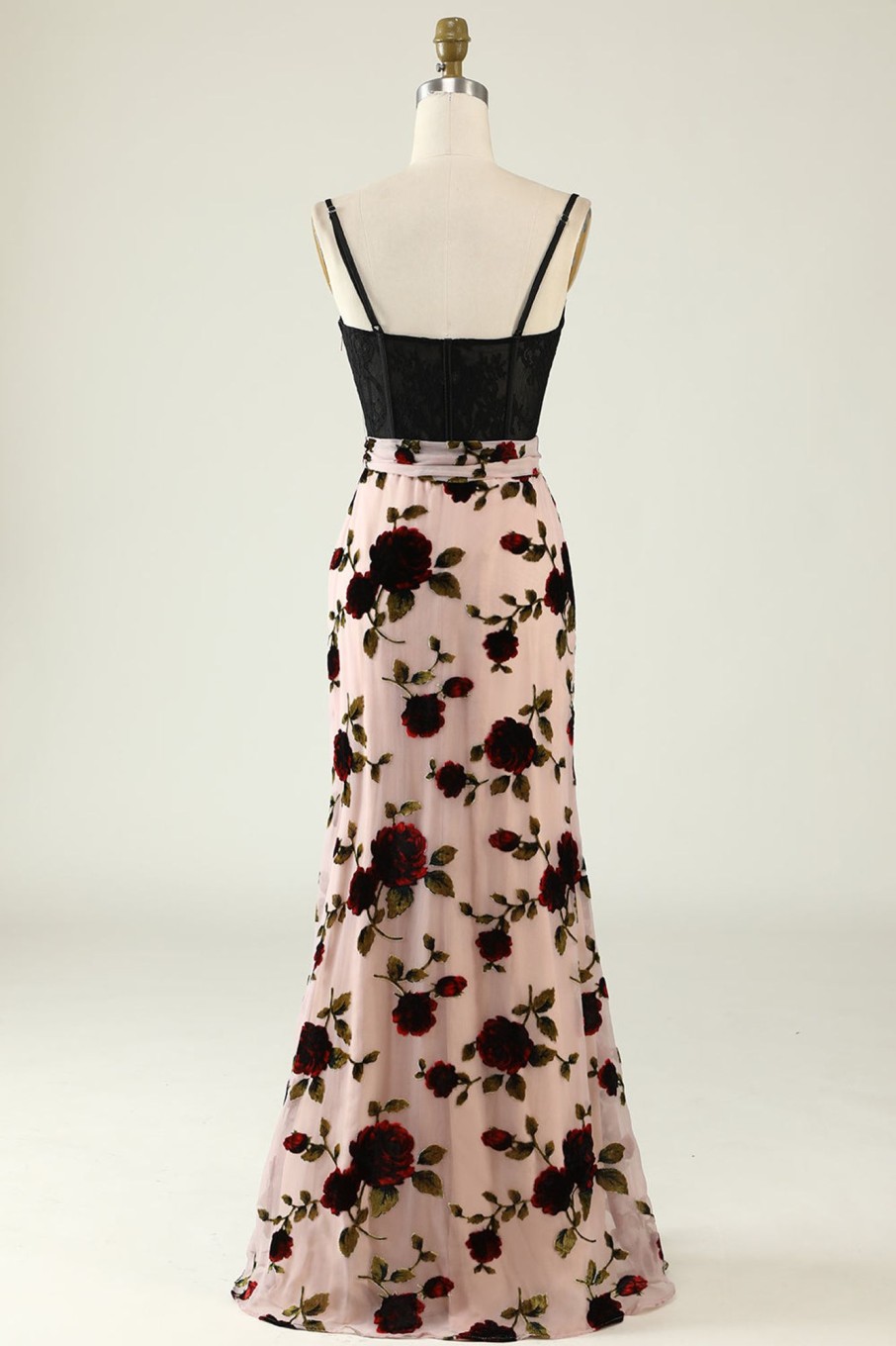 Partywear HELLYMOON | Floral Spaghetti Straps Corset Prom Dress With Slit Dusk