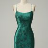 Prom Dresses HELLYMOON | Beaded Bodycon Prom Dress With Criss Cross Back Dark Green