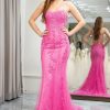 Prom Dresses HELLYMOON | Mermaid Spaghetti Straps Prom Dress With Appliques Fuchsia