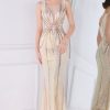 Special Occasion HELLYMOON | Golden Deep V Neck Prom Dress