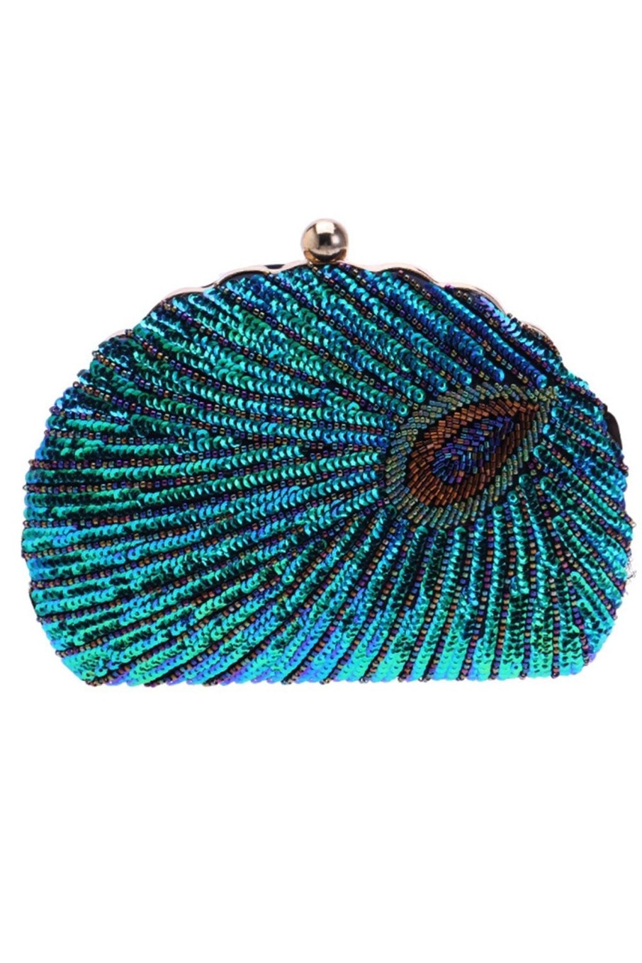 Accessories HELLYMOON | Beaded Shell Shaped Clutch Peacock Green