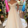 Wedding Dresses HELLYMOON | Off The Shoulder Corset Simple Long Wedding Dress With Pockets White