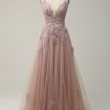 Prom Dresses HELLYMOON | A Line Spaghetti Straps Long Prom Dress With Appliques