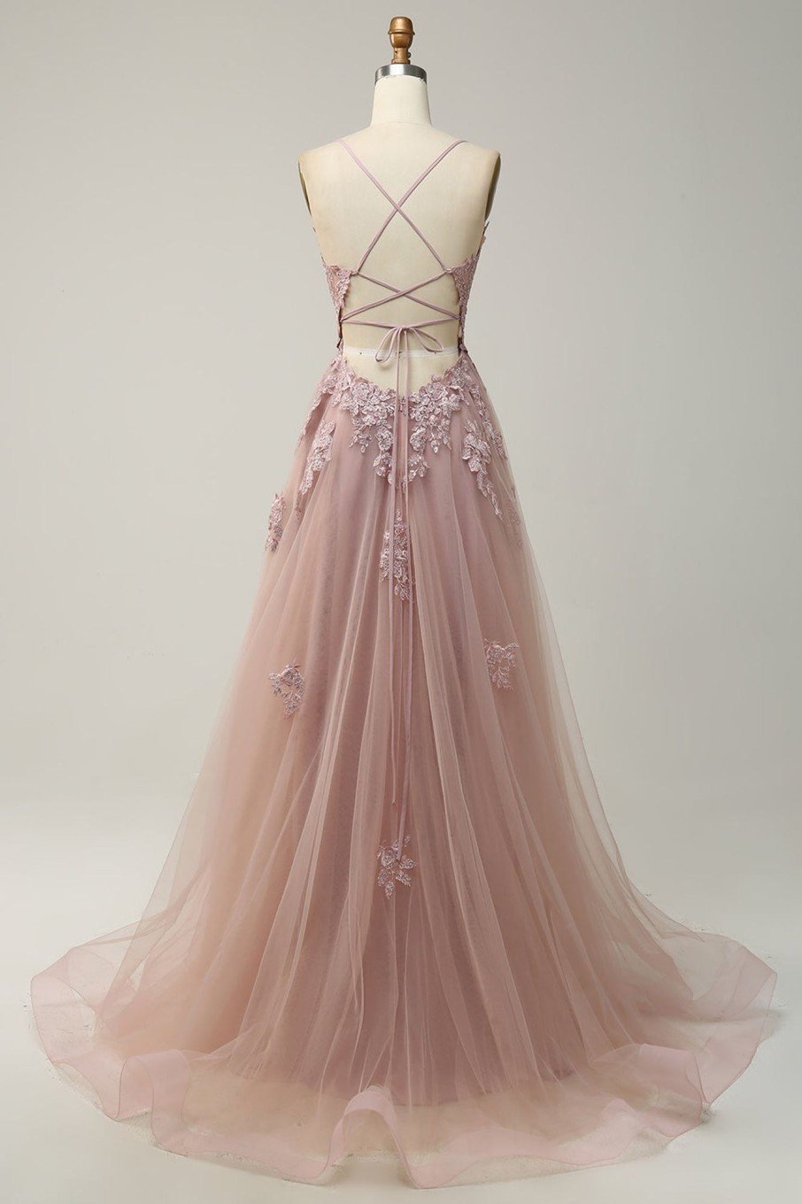 Prom Dresses HELLYMOON | A Line Spaghetti Straps Long Prom Dress With Appliques