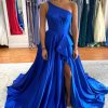 Prom Dresses HELLYMOON | One Shoulder Prom Dress With Slit Royal Blue