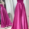 Prom Dresses HELLYMOON | Satin Corset Prom Dress With Lace-Up Back Fuchsia