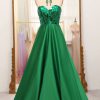 Prom Dresses HELLYMOON | Sparkly A-Line Strapless Corset Prom Dress Dark Green