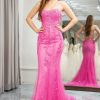 Special Occasion HELLYMOON | Mermaid Spaghetti Straps Prom Dress With Appliques Fuchsia