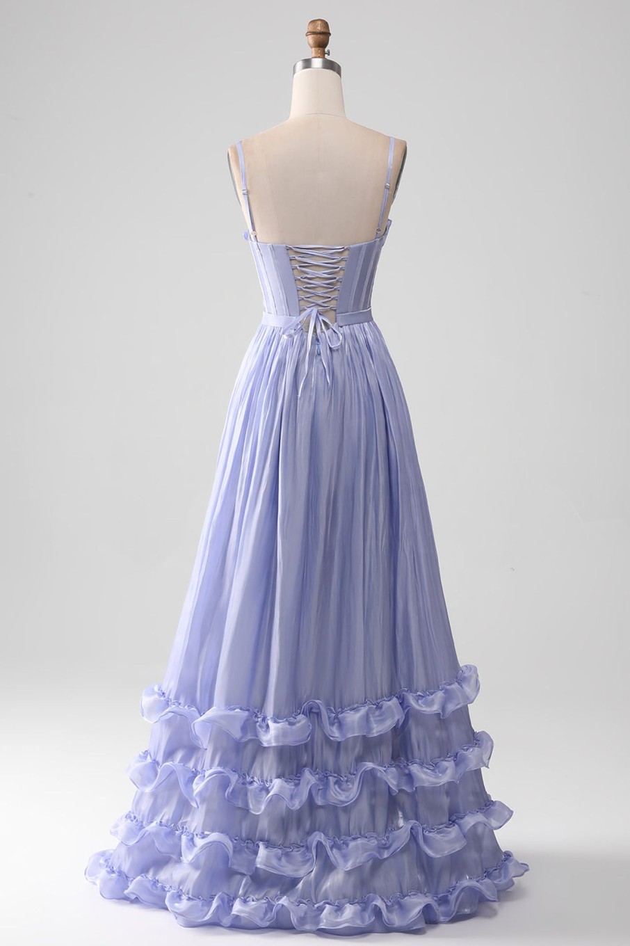 Prom Dresses HELLYMOON | A-Line Spaghetti Strap Long Prom Dress With Ruffles Lavender