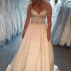 Wedding Dresses HELLYMOON | A-Line Satin Sweetheart Long Simple Wedding Dress With Beading White