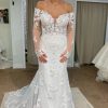 Wedding Dresses HELLYMOON | Tulle Mermaid Off The Shoulder Long Wedding Dress With Appliques White