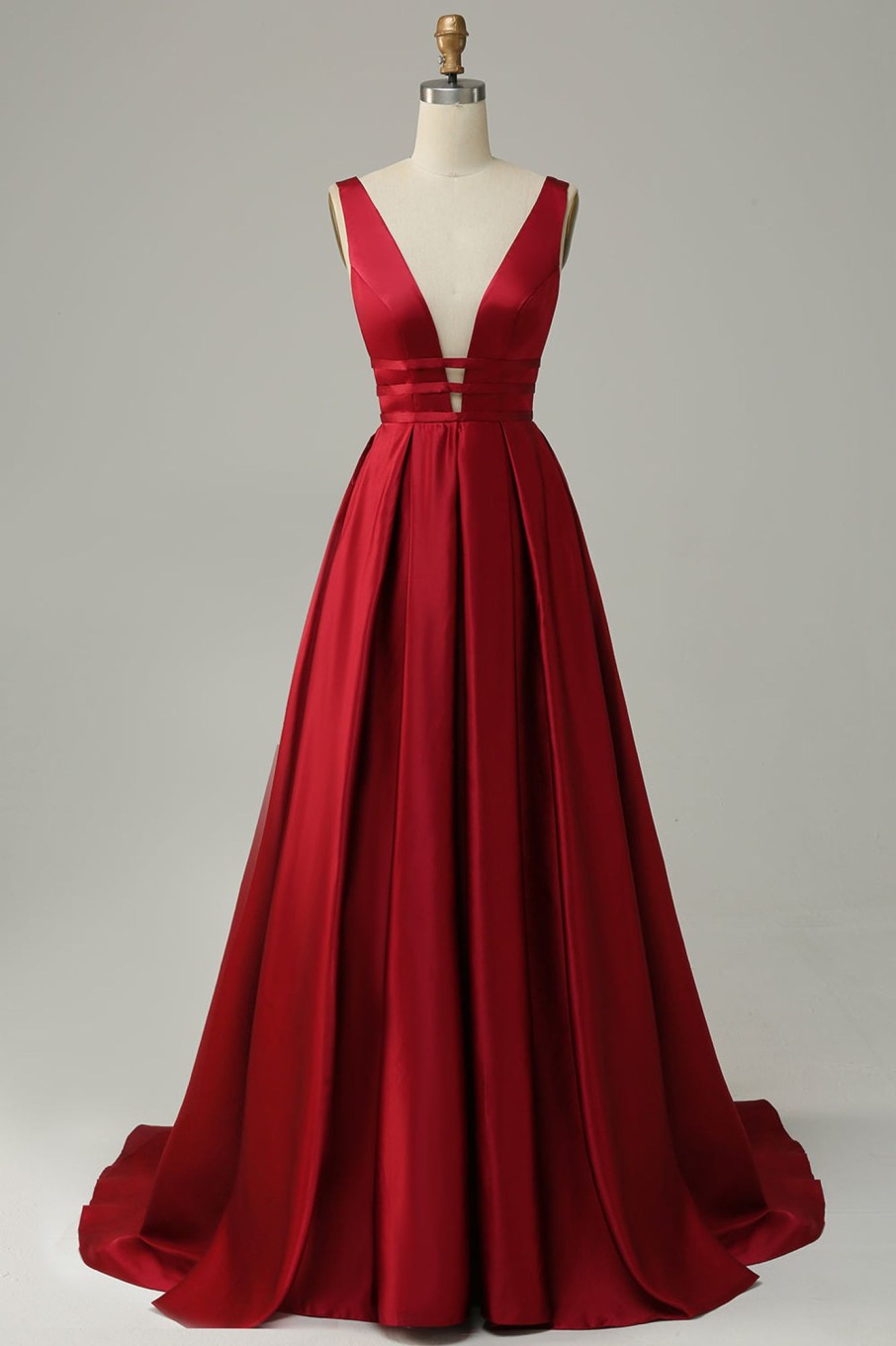 Prom Dresses HELLYMOON | A Line Satin Simple Prom Dress Burgundy