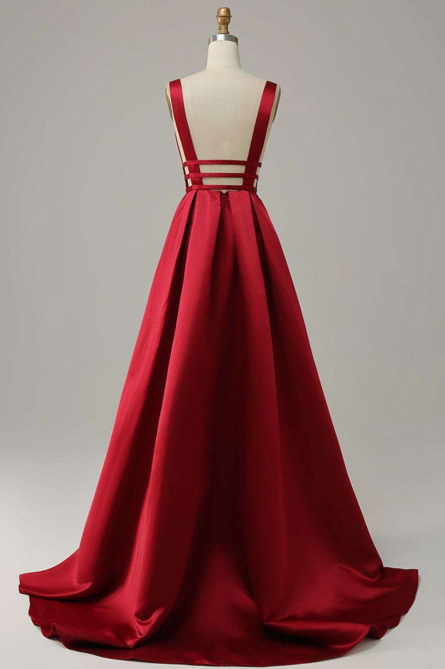 Prom Dresses HELLYMOON | A Line Satin Simple Prom Dress Burgundy