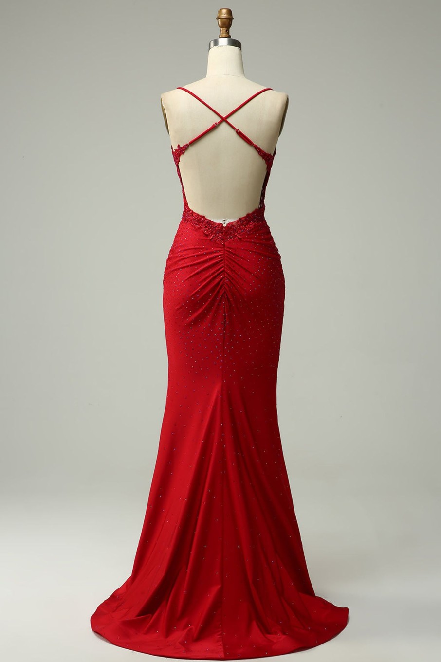 Prom Dresses HELLYMOON | Halter Mermaid Prom Dress With Beading Dark Red