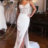 Wedding Dresses HELLYMOON | Lace-Up Back Wedding Dress With Slit White