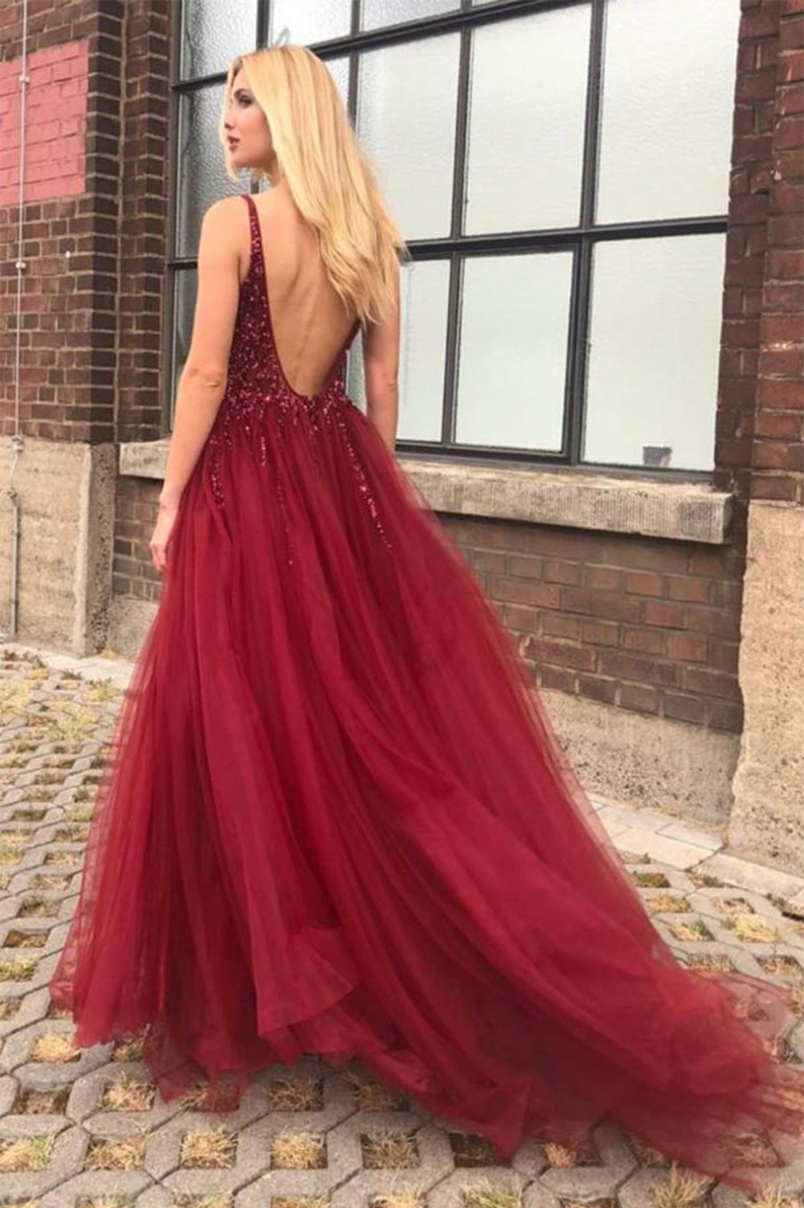 Special Occasion HELLYMOON | Beaded Long Prom Dress With Slit Burgundy