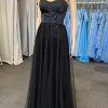 Prom Dresses HELLYMOON | Strapless A Line Tulle Corset Prom Dress Black