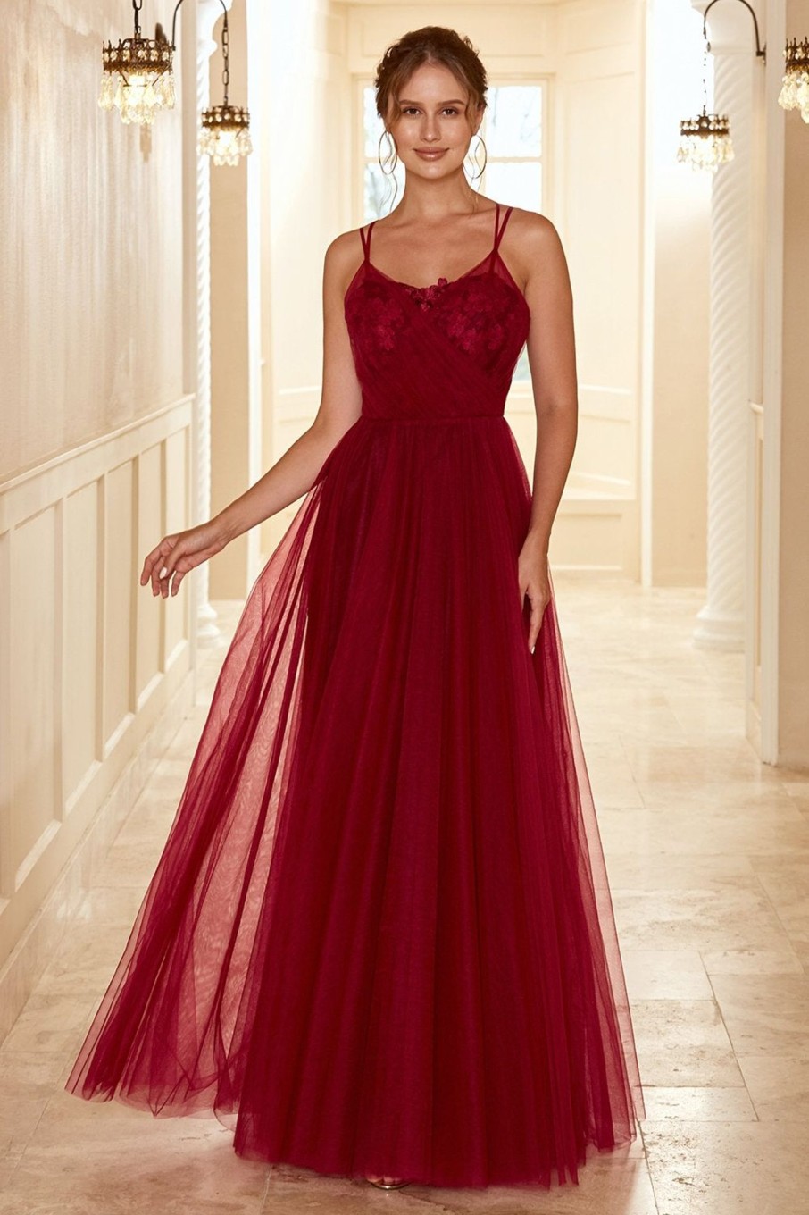 Partywear HELLYMOON | Long Bridesmaid Dress With Lace Burgundy