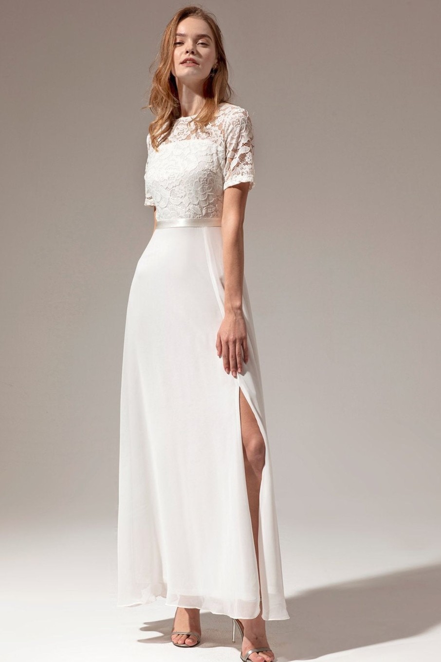 Partywear HELLYMOON | A-Line Formal Prom Dress With Lace White