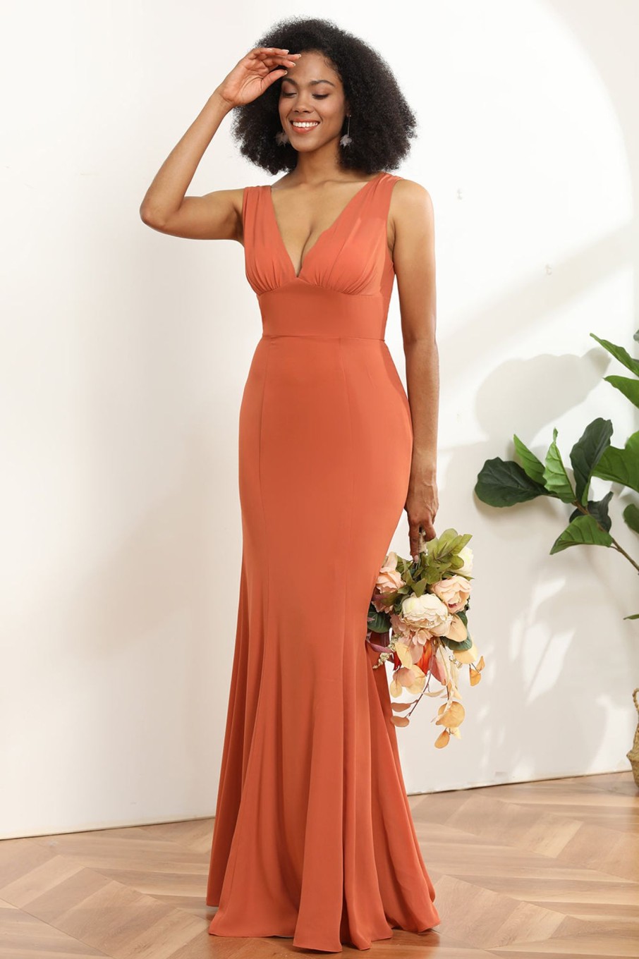 Partywear HELLYMOON | V-Neck Mermaid Bridesmaid Dress