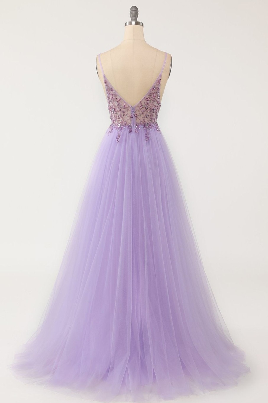 Special Occasion HELLYMOON | Beaded Tulle A-Line Long Prom Dress Purple