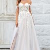 Wedding Dresses HELLYMOON | Beauty A Line Off The Shoulder Champagne Tulle Detachable Wedding Dress With Lace Ivory