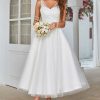 Wedding Dresses HELLYMOON | Mid-Calf Tulle Wedding Dress With Lace White