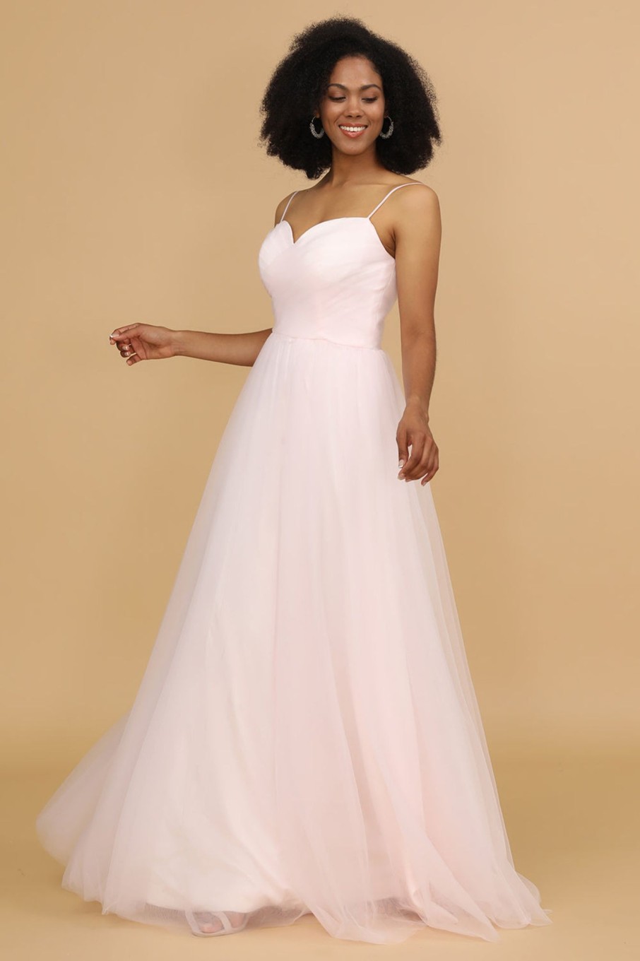 Partywear HELLYMOON | Spaghetti Straps Tulle Bridesmaid Dress Pink