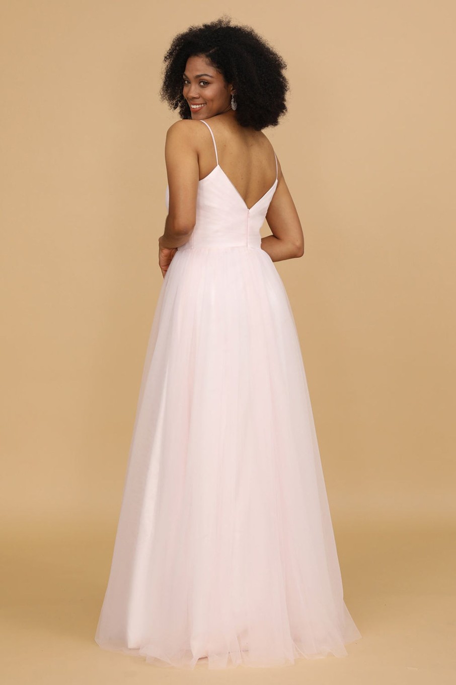 Partywear HELLYMOON | Spaghetti Straps Tulle Bridesmaid Dress Pink