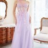 Prom Dresses HELLYMOON | A-Line Halter Prom Dress With Embroidery Lavender