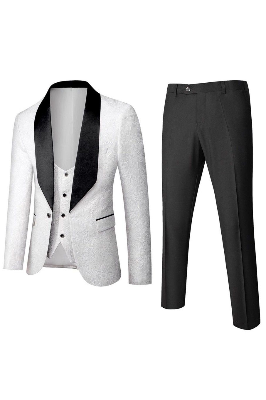 Men HELLYMOON | Men'S 3-Piece Suits Jacquard Tuxedo