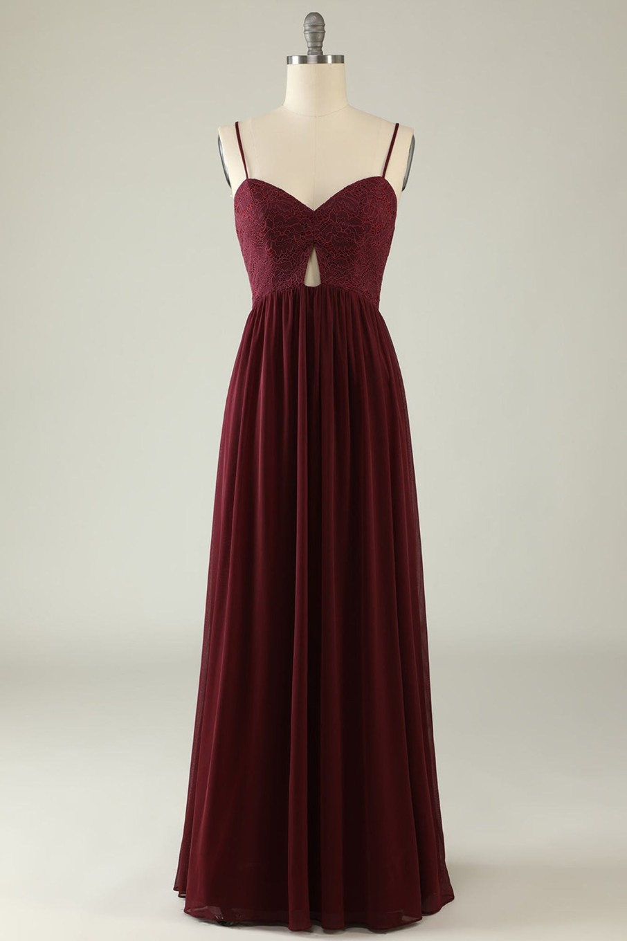 Special Occasion HELLYMOON | Spaghetti Straps Lace Wedding Guest Dress With Hollow-Out Burgundy