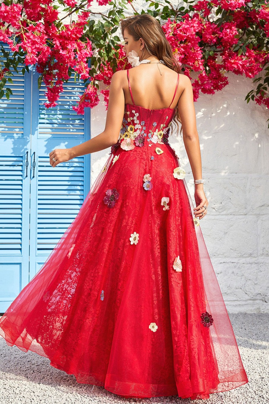 Prom Dresses HELLYMOON | A Line Princess Prom Dress With Appliques Burgundy