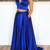 Prom Dresses HELLYMOON | Satin A-Line Prom Dress With Pockets Royal Blue