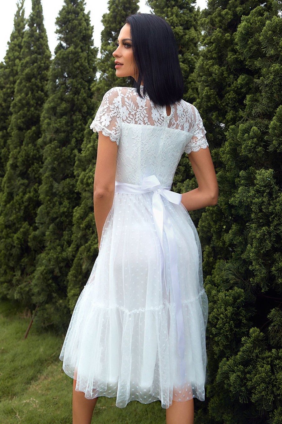 Special Occasion HELLYMOON | A Line Lace Wedding Guest Party Dress White