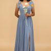 Partywear HELLYMOON | Spaghetti Straps Long Chiffon Bridesmaid Dress With Slit