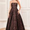 Prom Dresses HELLYMOON | Strapless A Line Prom Dress With Beading Black