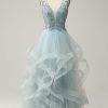 Special Occasion HELLYMOON | A Line Princess Prom Dress With Beading Light Blue