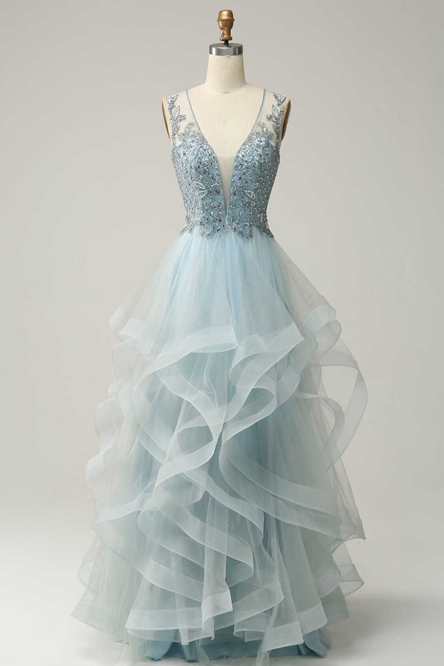 Special Occasion HELLYMOON | A Line Princess Prom Dress With Beading Light Blue