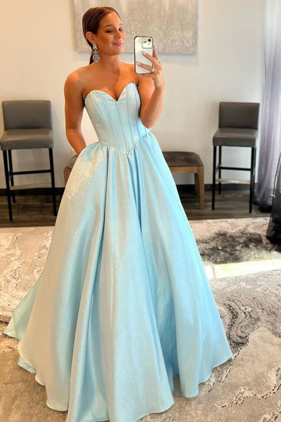 Special Occasion HELLYMOON | Sweetheart A-Line Strapless Corset Prom Dress Blue