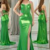 Prom Dresses HELLYMOON | Mermaid Spaghetti Straps Prom Dress With Slit Green